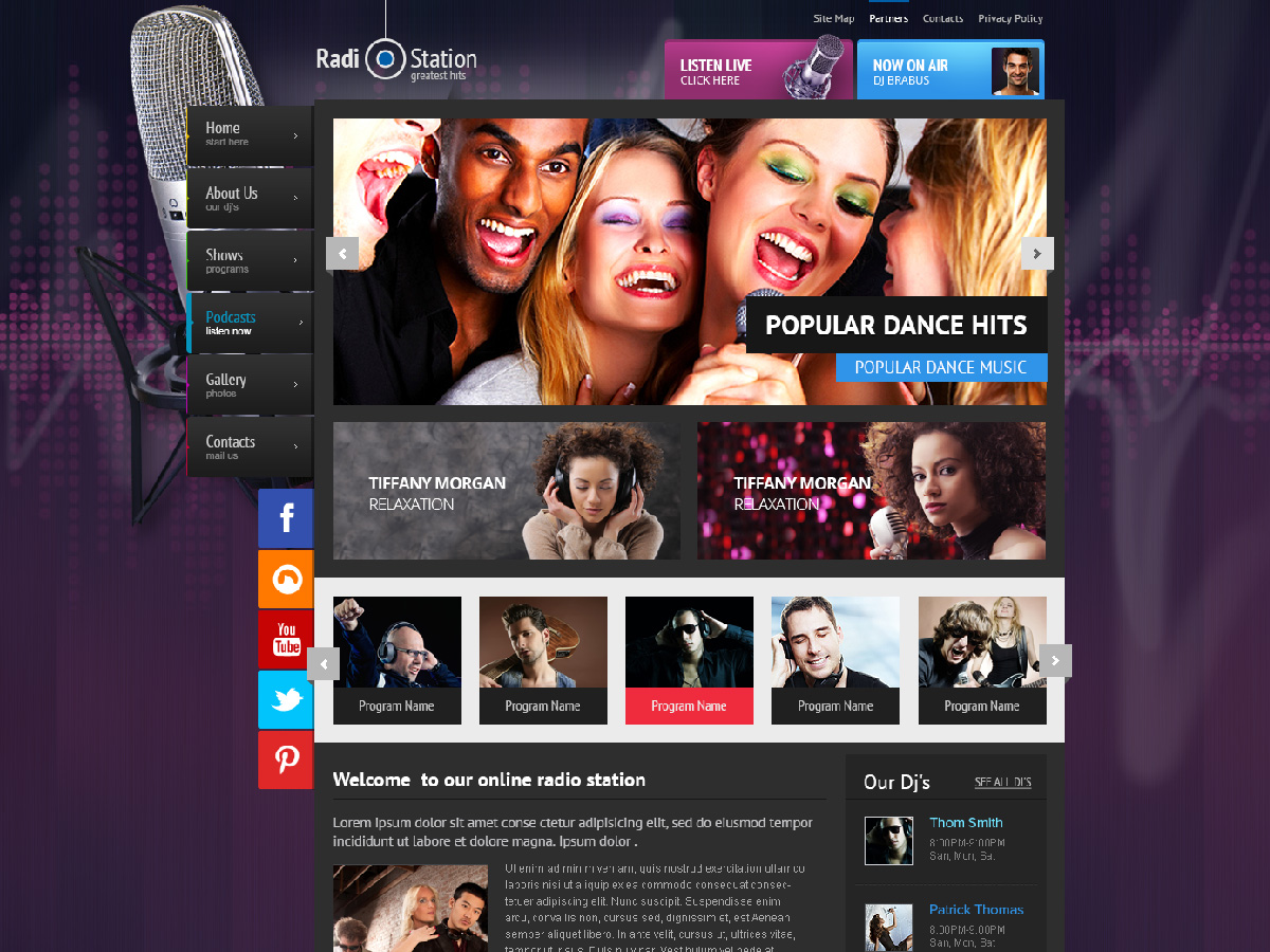 Online Radio Bootstrap Template